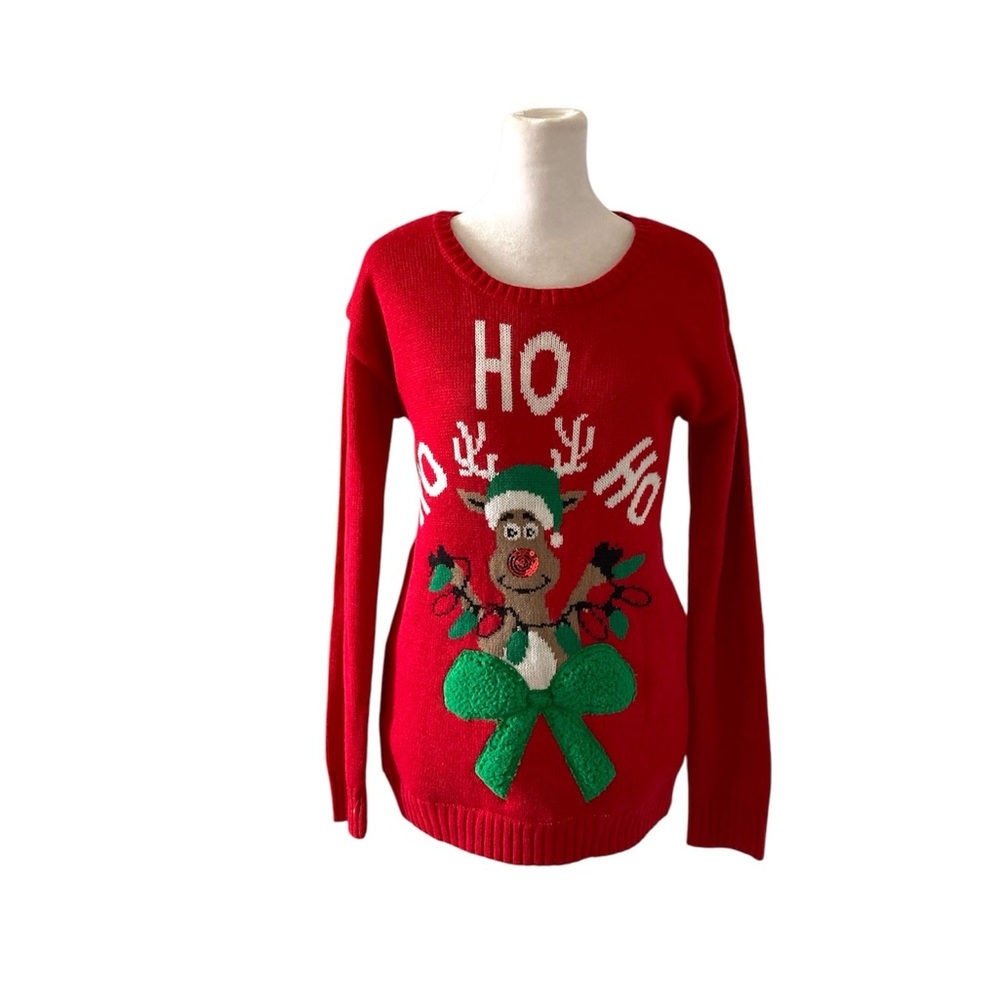 Medium Red and Green Crew Neck Christmas Sweater - Picture 1 of 11